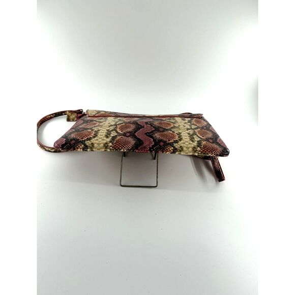 Betty Barclay Faux Snake Skin Crossbody Bag with Wristlet Handle Pink Tan Green - Picture 13 of 13